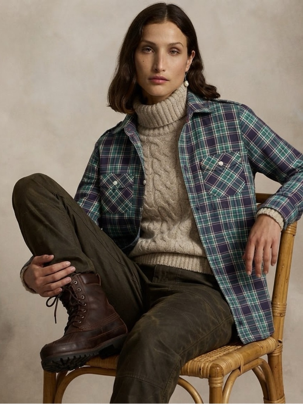 Brooks Brothers Navy and Green Plaid Button-Down Shirt